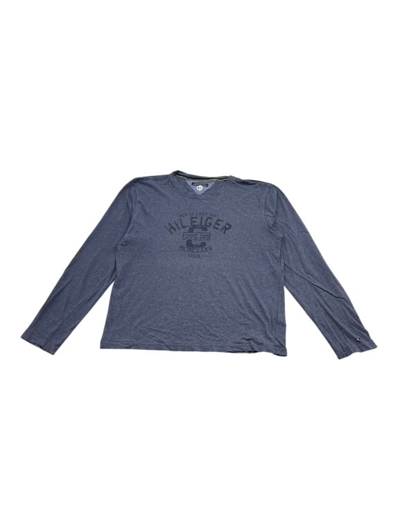 TOMMY HILFIGER Μπλούζα Μακρυμάνικη Vintage Με Λογότυπο Μπλε Μελανζέ Ανδρική XL