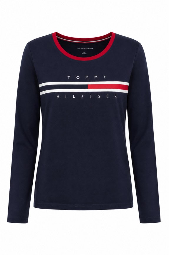 TOMMY HILFIGER LONG SLEEVE TOP SPORTY NAVY MEN PRE OWNED