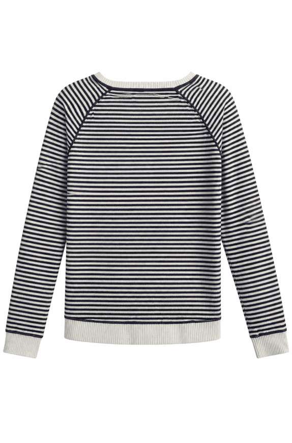 TOMMY HILFIGER ΜΠΛΟΥΖΑ ΜΕ ΡΙΓΕΣ ΚΑΙ ΚΕΝΤΡΙΚΗ ΛΕΠΤΟΜΕΡΕΙΑ ΣΕ OFF WHITE ΚΑΙ ΝΑΥΤΙΚΟ ΜΠΛΕ  ΓΥΝΑΙΚΕΙΟ PRE OWNED  S