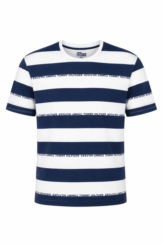 TOMMY HILFIGER ΜΠΛΟΥΖΑ ΜΕ ΡΙΓΕΣ NAVY WHITE ΑΝΤΡΙΚΟ PRE OWNED XXL