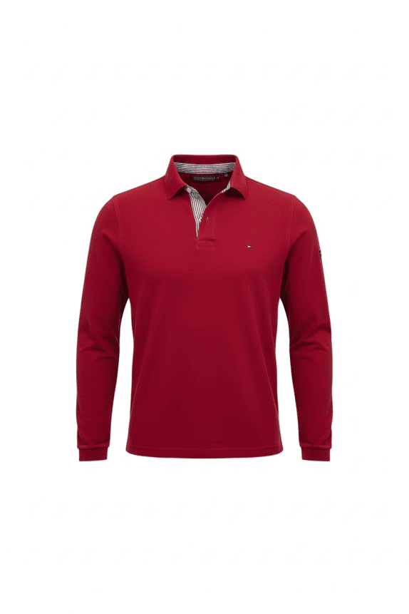 TOMMY HILFIGER Polo a maniche lunghe Vintage Flag Logo rossa da uomo Small
