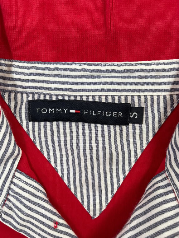 TOMMY HILFIGER Μπλούζα Polo Μακρυμάνικη Vintage Flag Logo Κόκκινη Ανδρική Small