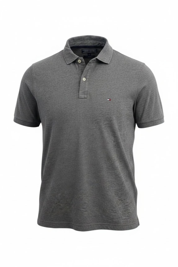 TOMMY HILFIGER SLIM FIT POLO SHIRT GREY UNISEX M pre-owned