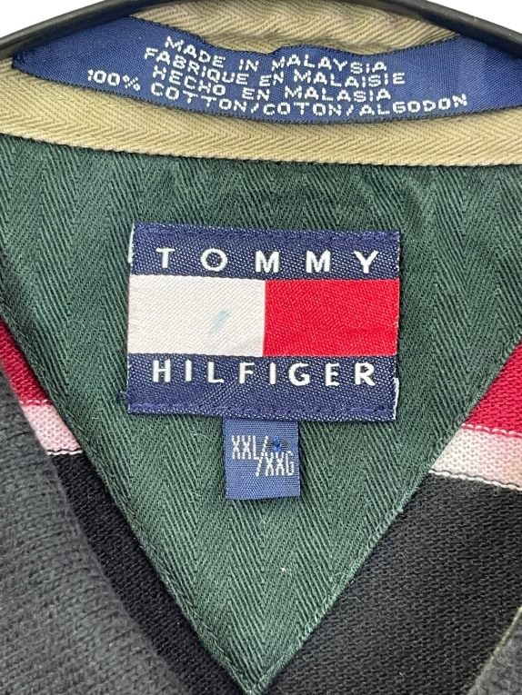 TOMMY HILFIGER POLO SHIRT VINTAGE MULTICOLOR MEN XXL pre-owned