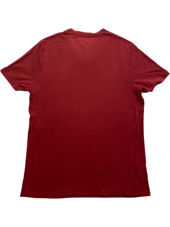 TOMMY HILFIGER T-SHIRT SCOLLO A V LOGO RICAMATO BORDEAUX UOMO M