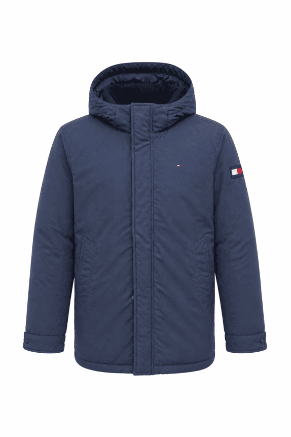 TOMMY HILFIGER HOODED JACKET BLUE MEN PRE OWNED M