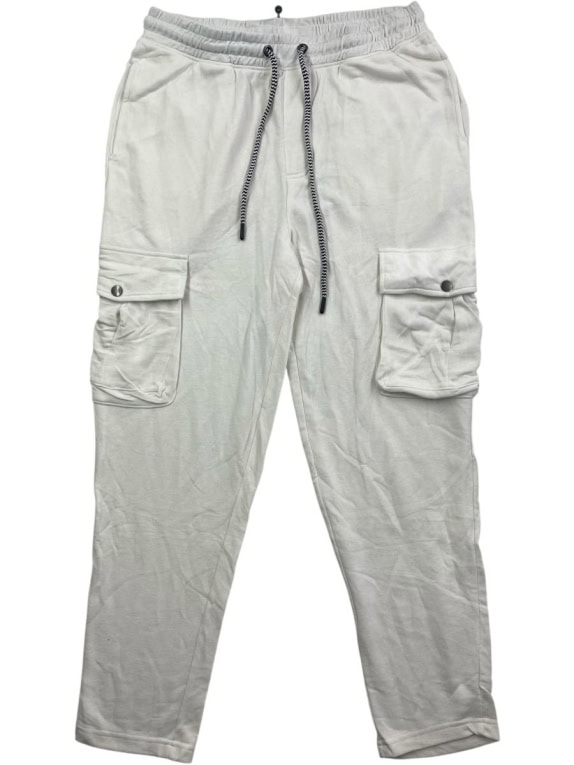 TOMMY HILFIGER CARGO SWEATPANTS LOGO WHITE MENS L