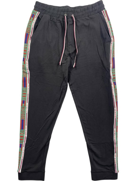 TOMMY HILFIGER SIDE TAPE LOGO JOGGER SWEATPANTS DARK GREY MENS L