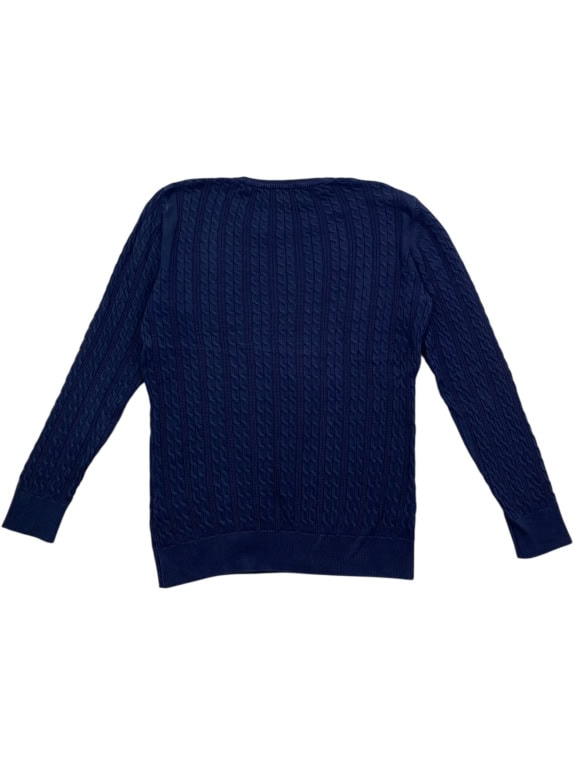 TOMMY HILFIGER maglia in maglia cable-knit con logo ricamato blu da uomo