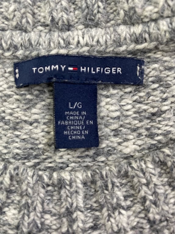 TOMMY HILFIGER ΠΛΕΚΤΗ ΜΠΛΟΥΖΑ CABLE-KNIT ΜΕΛΑΝΖΕ ΓΚΡΙ/ΛΕΥΚΟ ΓΥΝΑΙΚΕΙΑ M/L