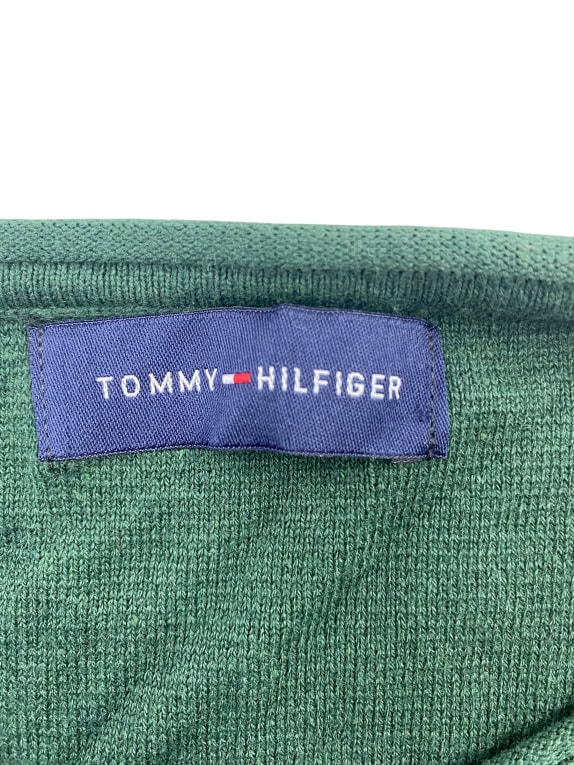 Tommy Hilfiger Striped Knit Sweater Casual Logo Green Men’s 3XL
