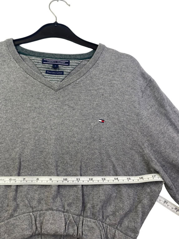 TOMMY HILFIGER ΠΛΕΚΤΟ CROPPED MINIMAL ΓΚΡΙ ΓΥΝΑΙΚΕΙΟ PRE OWNED S