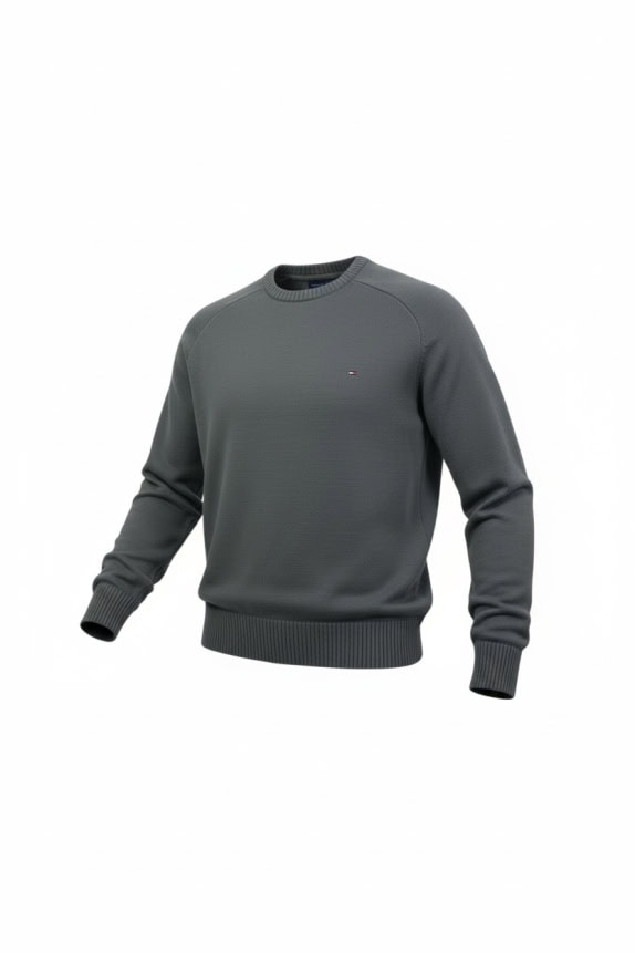 TOMMY HILFIGER Πλεκτό Πουλόβερ Crewneck Classic Logo Γκρι Ανδρικό M