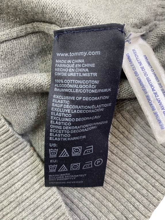 TOMMY HILFIGER Maglione in maglia con scollo a V Logo grigio da uomo