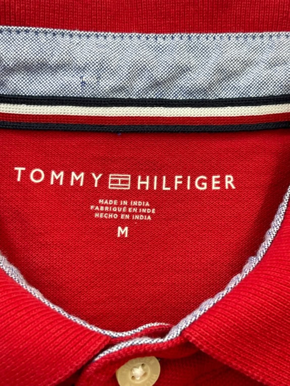 TOMMY HILFIGER POLO SHIRT CLASSIC RED MEN PRE OWNED M