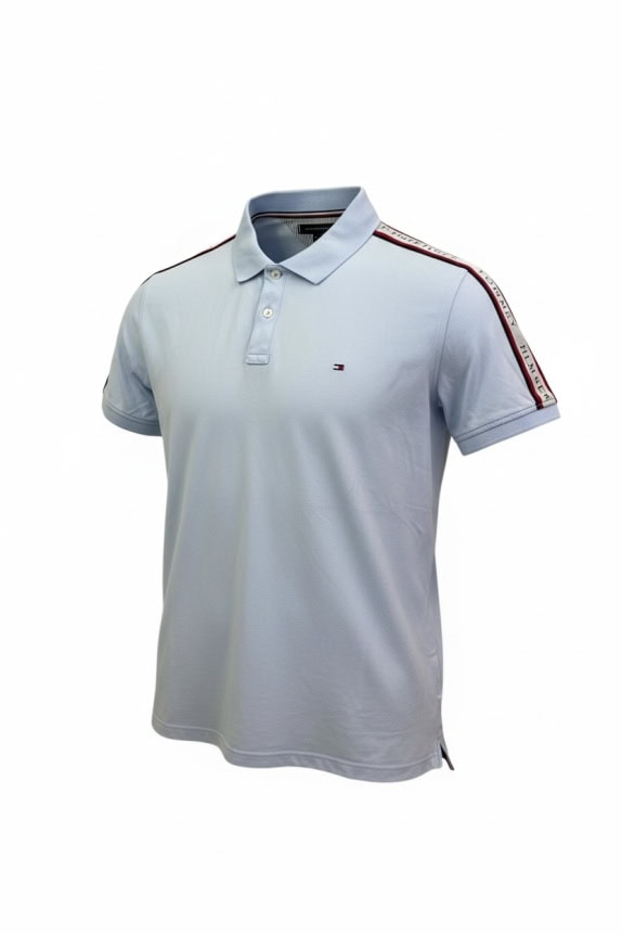 TOMMY HILFIGER Polo Shirt Logo Light Blue Men's XXL