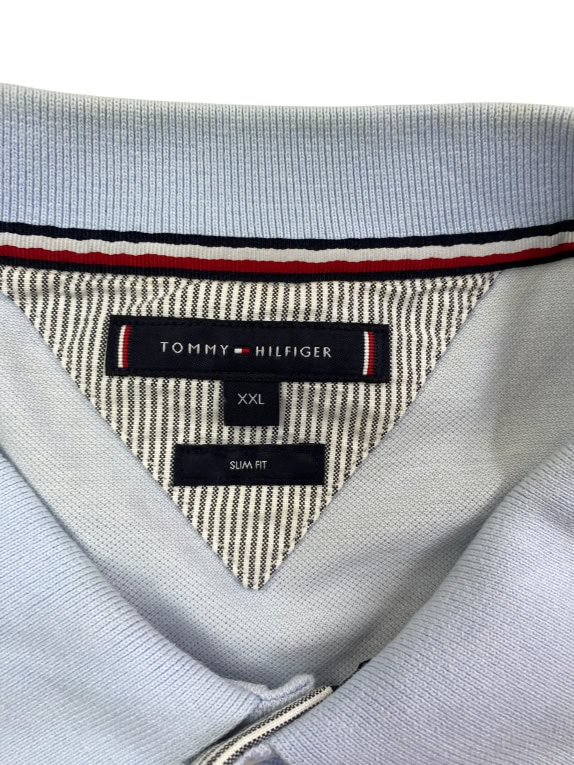 TOMMY HILFIGER Polo Shirt Logo Light Blue Men's XXL