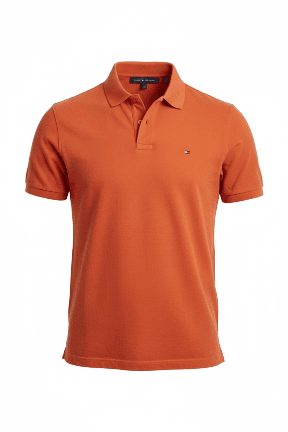 Tommy Hilfiger Polo Shirt 1985 Slim Fit Embroidered Logo Orange Men’s S