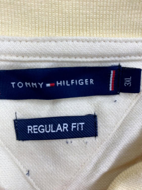 TOMMY HILFIGER Polo Μπλούζα Casual Λογότυπο Εκρού Ανδρικό 3XL