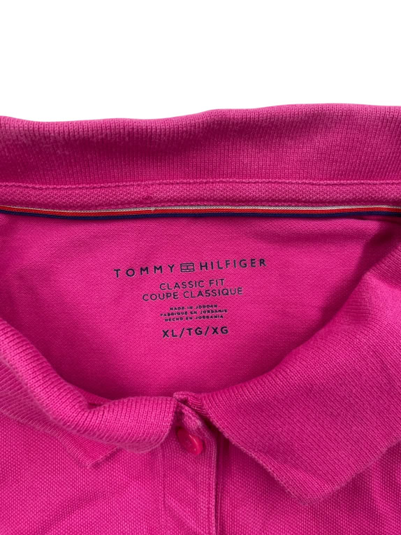 Tommy Hilfiger Polo Maglia Classic Fit con logo fucsia da donna XL