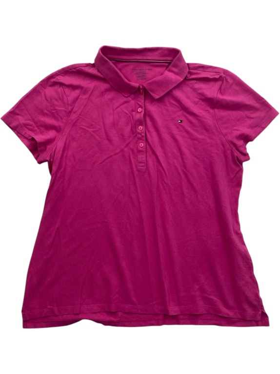Tommy Hilfiger Polo Maglia Classic Fit con logo fucsia da donna XL