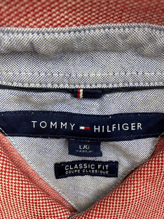 Tommy Hilfiger Polo Shirt Classic Fit Logo Brick Red Men’s L