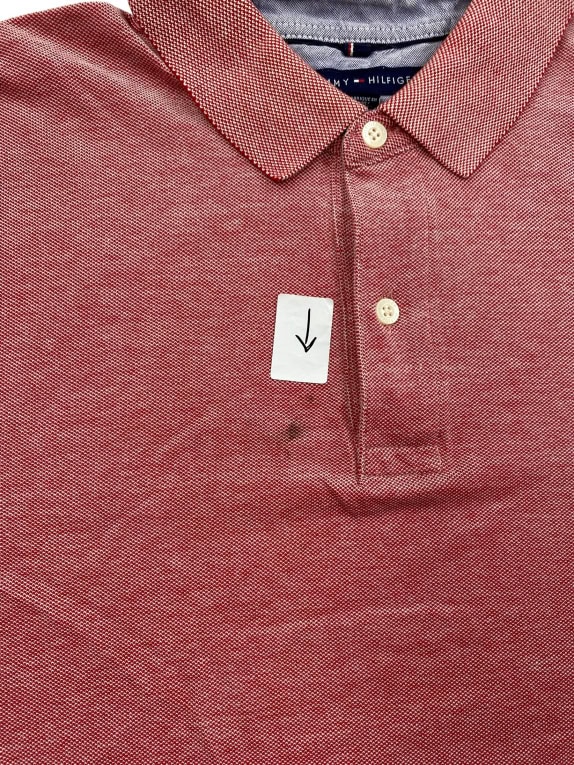 Tommy Hilfiger Polo Shirt Classic Fit Logo Brick Red Men’s L