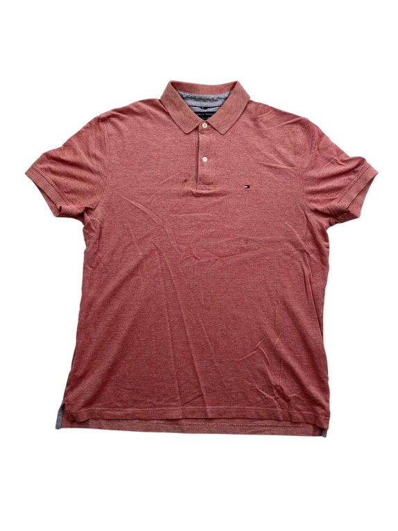 Tommy Hilfiger Polo Shirt Classic Fit Logo Brick Red Men’s L