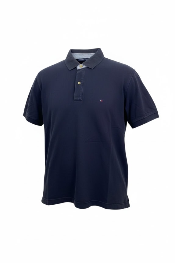 TOMMY HILFIGER Polo classica in piqué con logo ricamato blu scuro da uomo M
