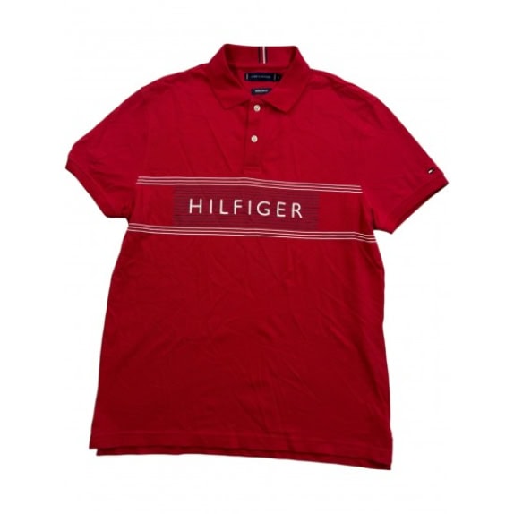 TOMMY HILFIGER Polo Μπλούζα Logo HILFIGER Κόκκινο Ανδρικό M