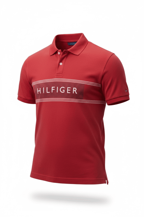 TOMMY HILFIGER Polo Μπλούζα Logo HILFIGER Κόκκινο Ανδρικό M