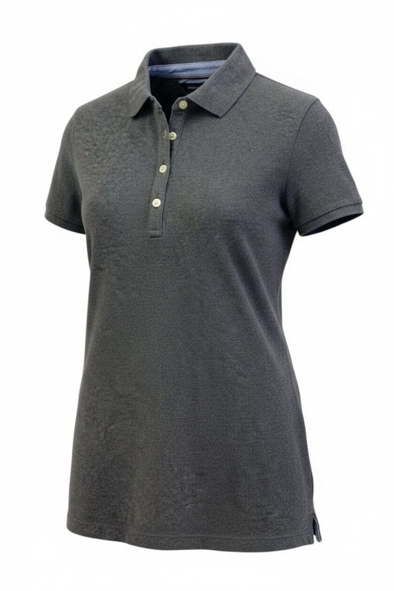TOMMY HILFIGER POLO SHIRT MINIMAL CHARCOAL WOMENS PRE OWNED L