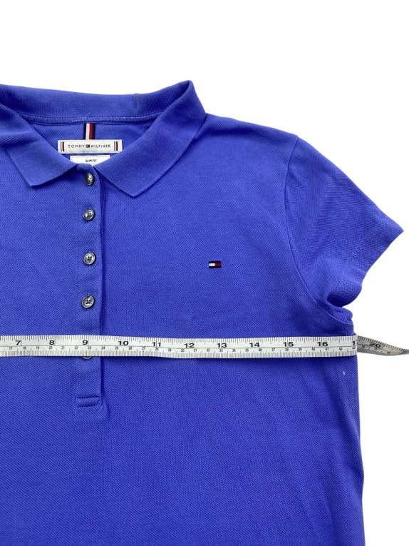 TOMMY HILFIGER POLO SHIRT MINIMAL BLUE WOMEN PRE OWNED S