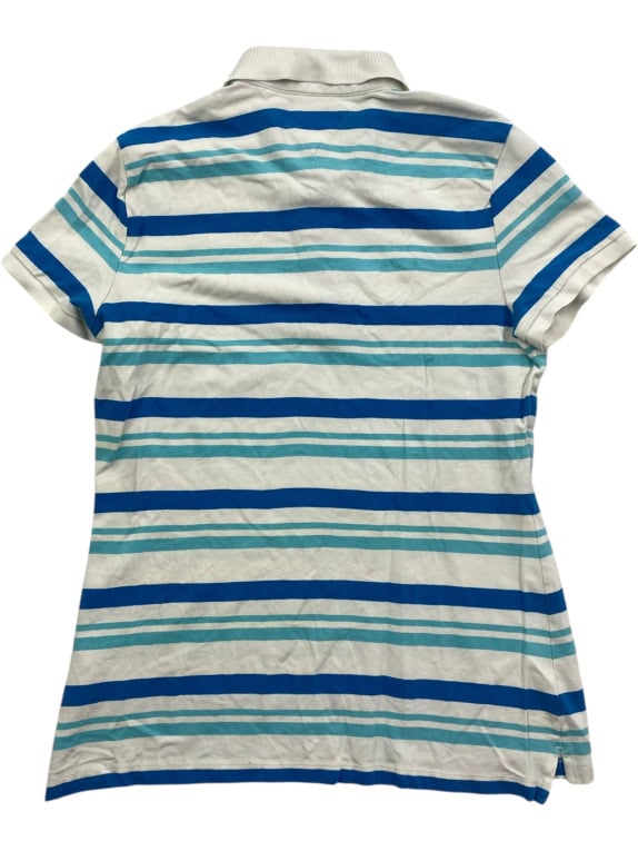 Tommy Hilfiger Polo Μπλούζα Ριγέ Classic Fit Logo Λευκό Μπλε Τιρκουάζ Γυναικεία L