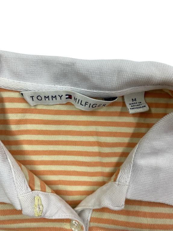 Tommy Hilfiger Polo Μπλούζα Ριγέ Classic Logo Πορτοκαλί Λευκό Γυναικεία M