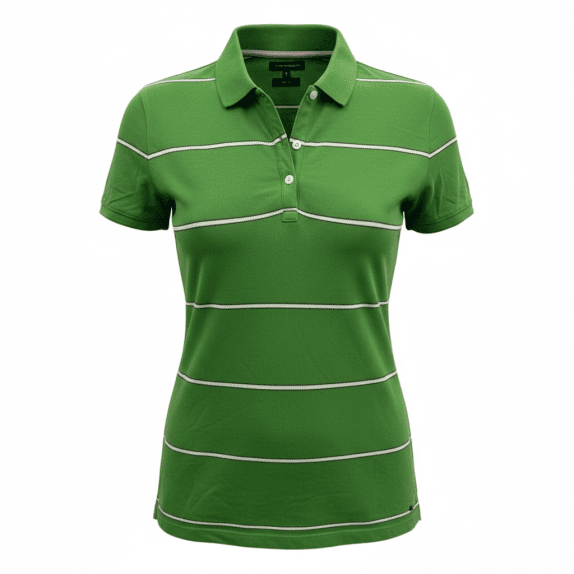 Tommy Hilfiger Polo Μπλούζα Ριγέ Slim Fit Πράσινο Γυναικείο S