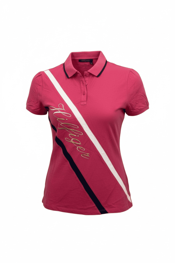 Tommy Hilfiger Polo Μπλούζα Signature Logo Ροζ Γυναικεία XS