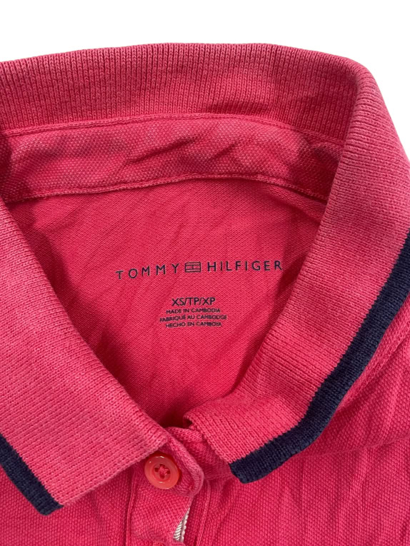 Tommy Hilfiger Polo Μπλούζα Signature Logo Ροζ Γυναικεία XS