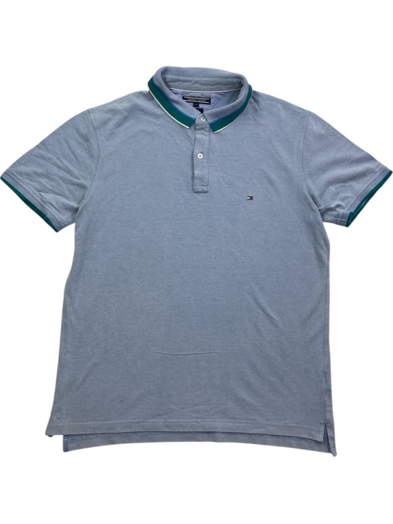TOMMY HILFIGER POLO SHIRT SLIM FIT LOGO LIGHT BLUE MEN XXL