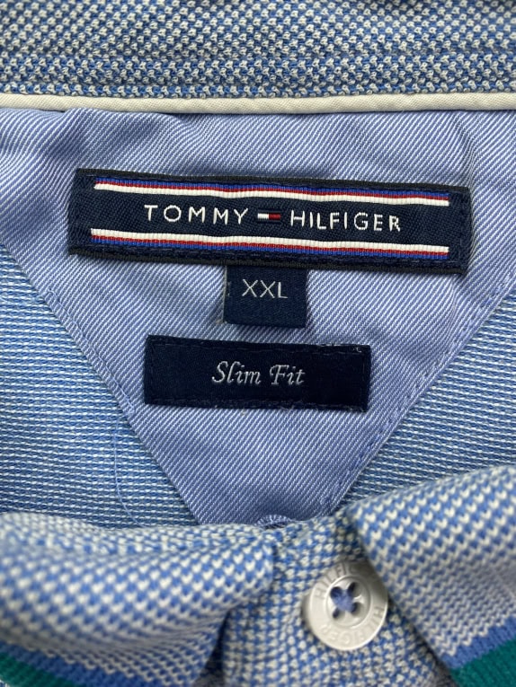 TOMMY HILFIGER POLO SHIRT SLIM FIT LOGO LIGHT BLUE MEN XXL