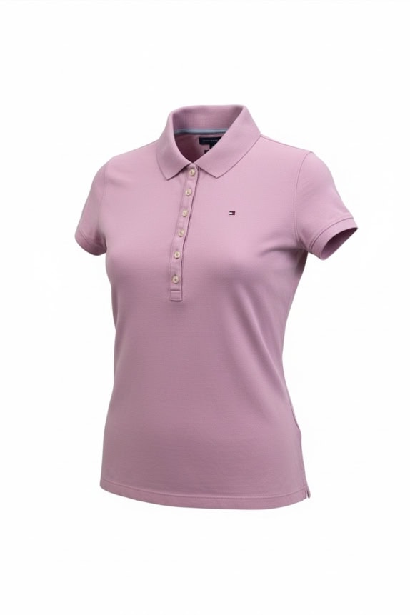 TOMMY HILFIGER Polo Μπλούζα Slim Fit Logo Ροζ Γυναικείο XS
