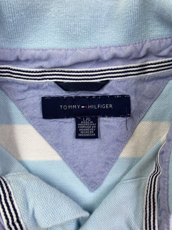 TOMMY HILFIGER Polo Ριγέ Classic Logo Γαλάζιο Ανδρικό L