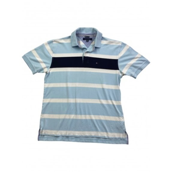 TOMMY HILFIGER Polo Ριγέ Classic Logo Γαλάζιο Ανδρικό L