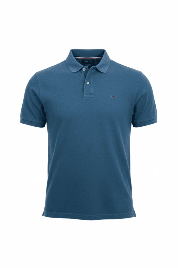 TOMMY HILFIGER Polo Shirt Custom Fit Classic Flag Logo Μπλε Γυναικείο M