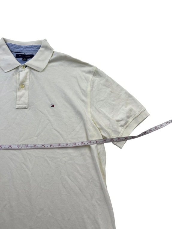TOMMY HILFIGER POLO SHIRT MINIMAL CREAM UOMO PRE OWNED XL