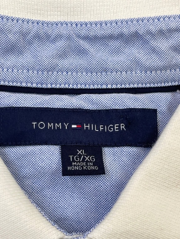 TOMMY HILFIGER POLO SHIRT MINIMAL CREAM UOMO PRE OWNED XL