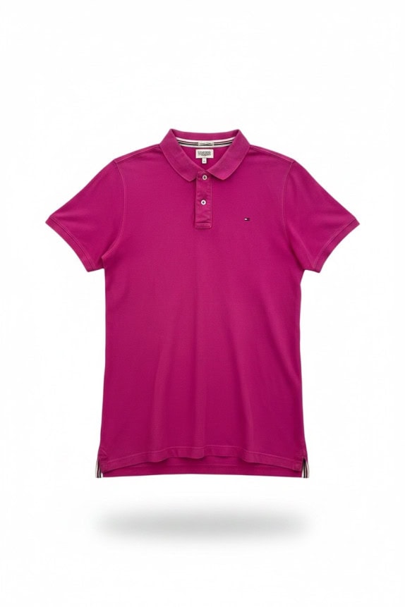 TOMMY HILFIGER POLO SHIRT MINIMAL FUXIA UOMO PRE OWNED L