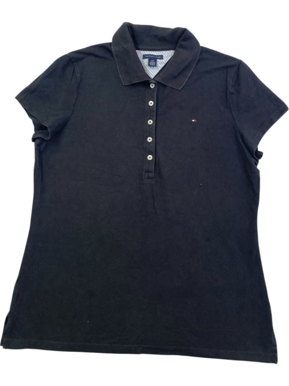TOMMY HILFIGER POLO SHIRT MINIMAL NERO DONNA PRE OWNED L