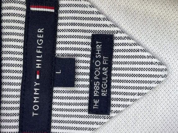 TOMMY HILFIGER POLO SHIRT MINIMAL WHITE MEN PRE OWNED L