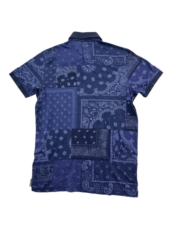 TOMMY HILFIGER POLO SHIRT PAISLEY BANDANA PRINT ΜΠΛΕ ΑΝΔΡΙΚΟ LARGE